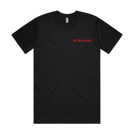 Black t shirt red writing discount